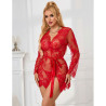Subblime - 953775 Chemisier De Nuit Dentelle + String Rouge S/M